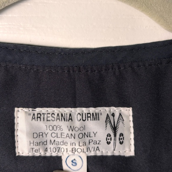 Vintage Artesania Cumi Bolivian wool tapestry bohemian handmade vest size medium - Picture 4 of 5